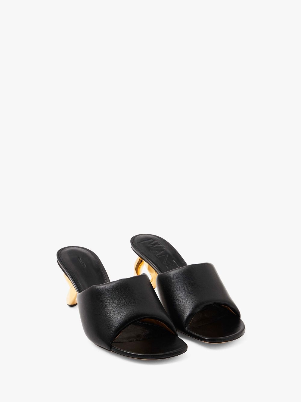 CHAIN HEEL LEATHER MULES - 2