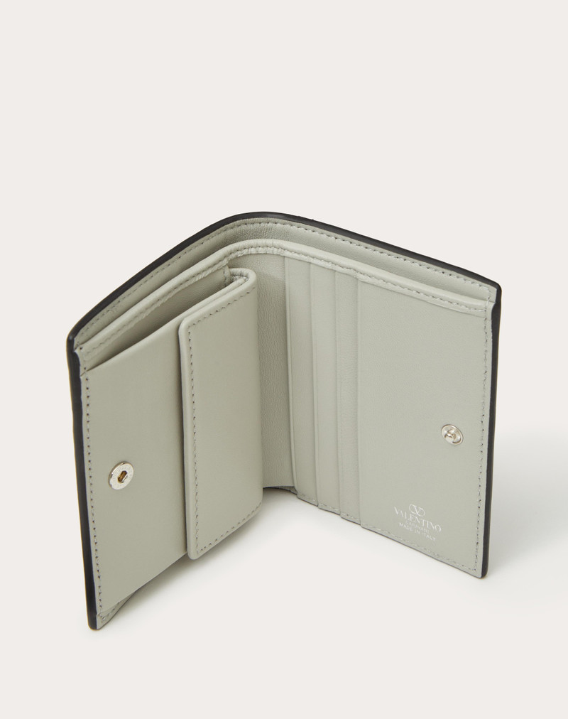 Valentino VLOGO SIGNATURE METALLIC GRAINY CALFSKIN COMPACT WALLET outlook