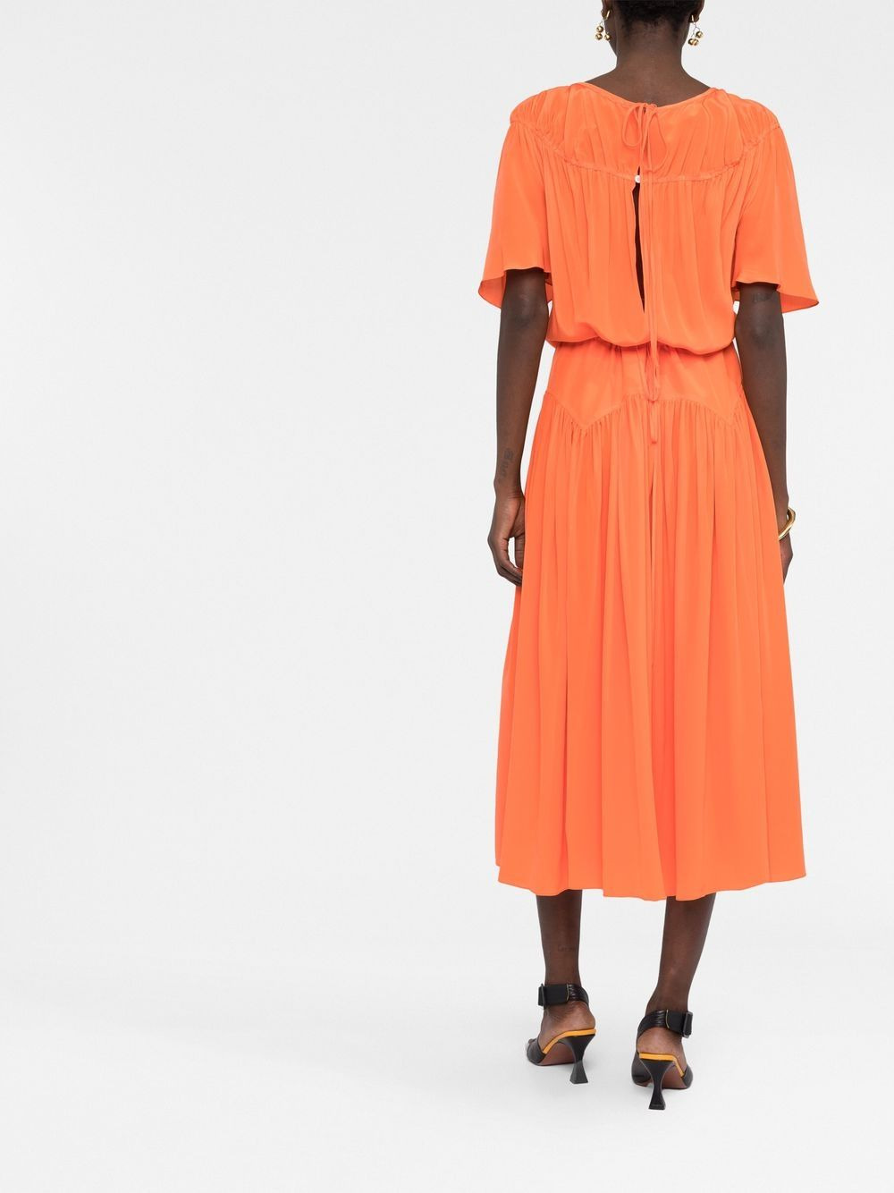 gathered-detailing silk midi dress - 6
