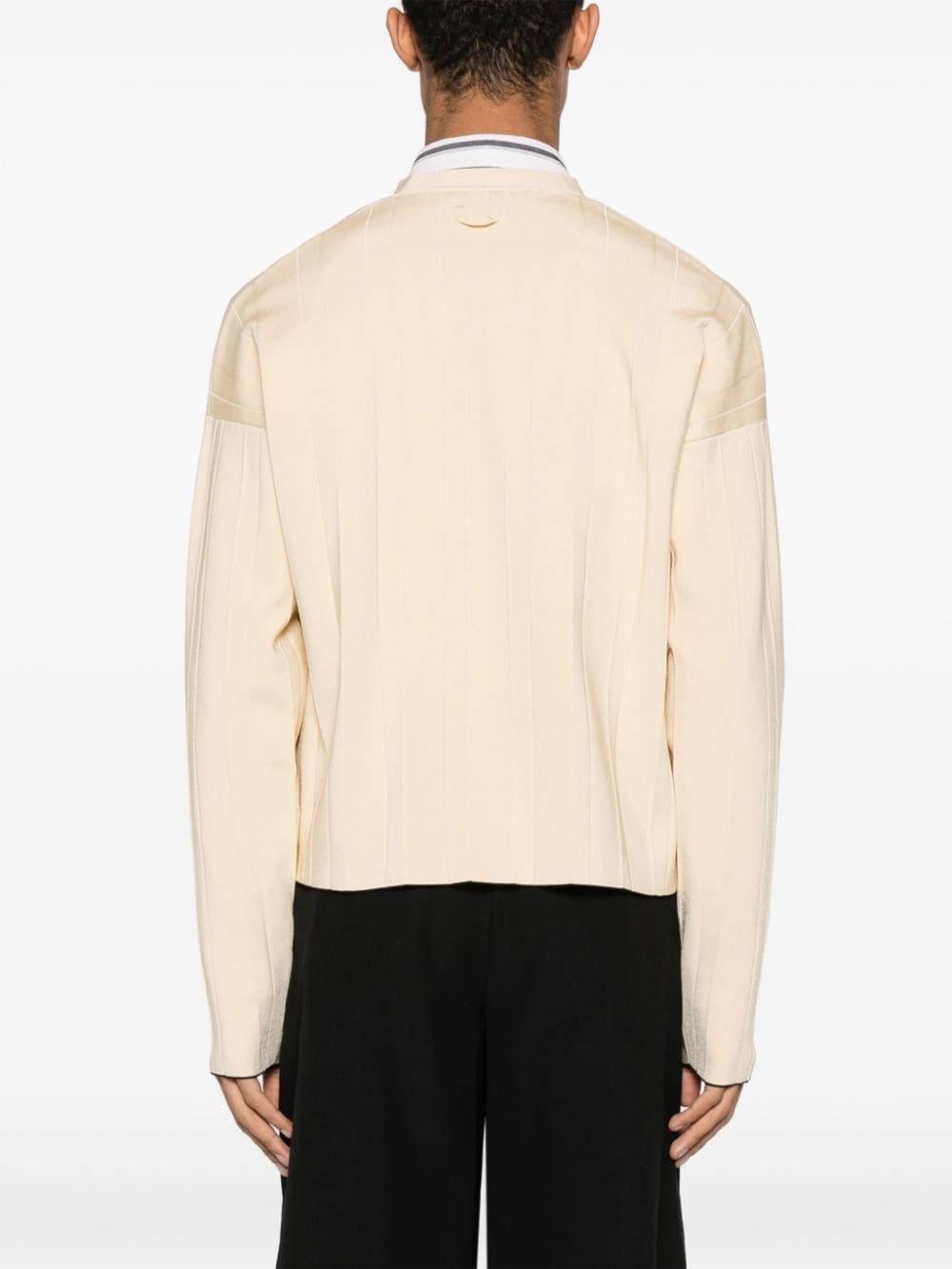 pleated ribbed cardigan - 4