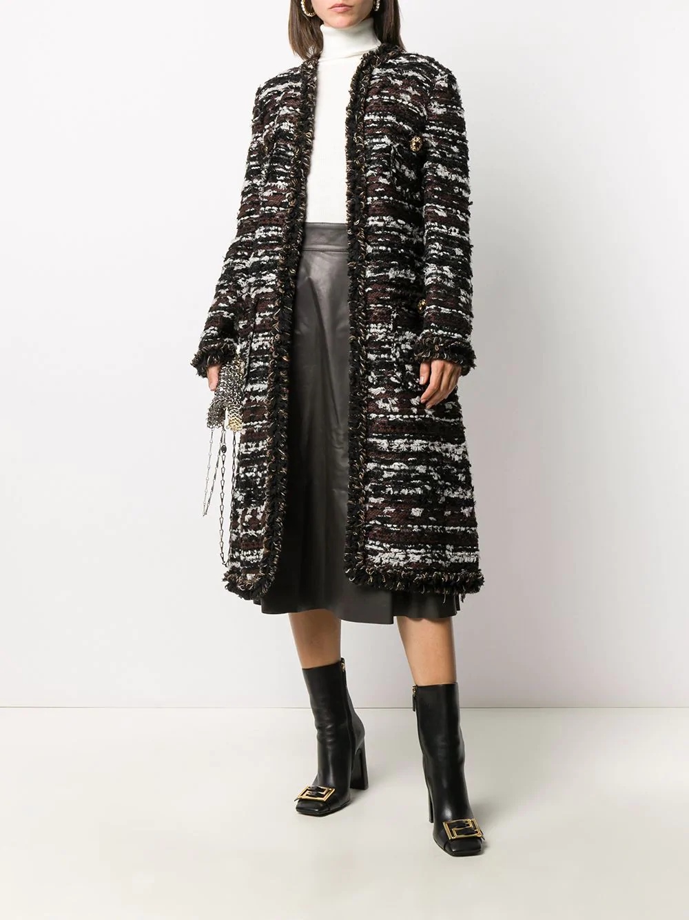 mid-length tweed coat - 2