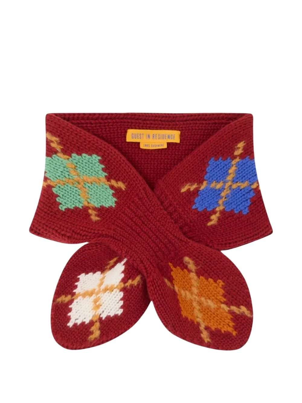 argyle-intarsia bowtie scarf - 1