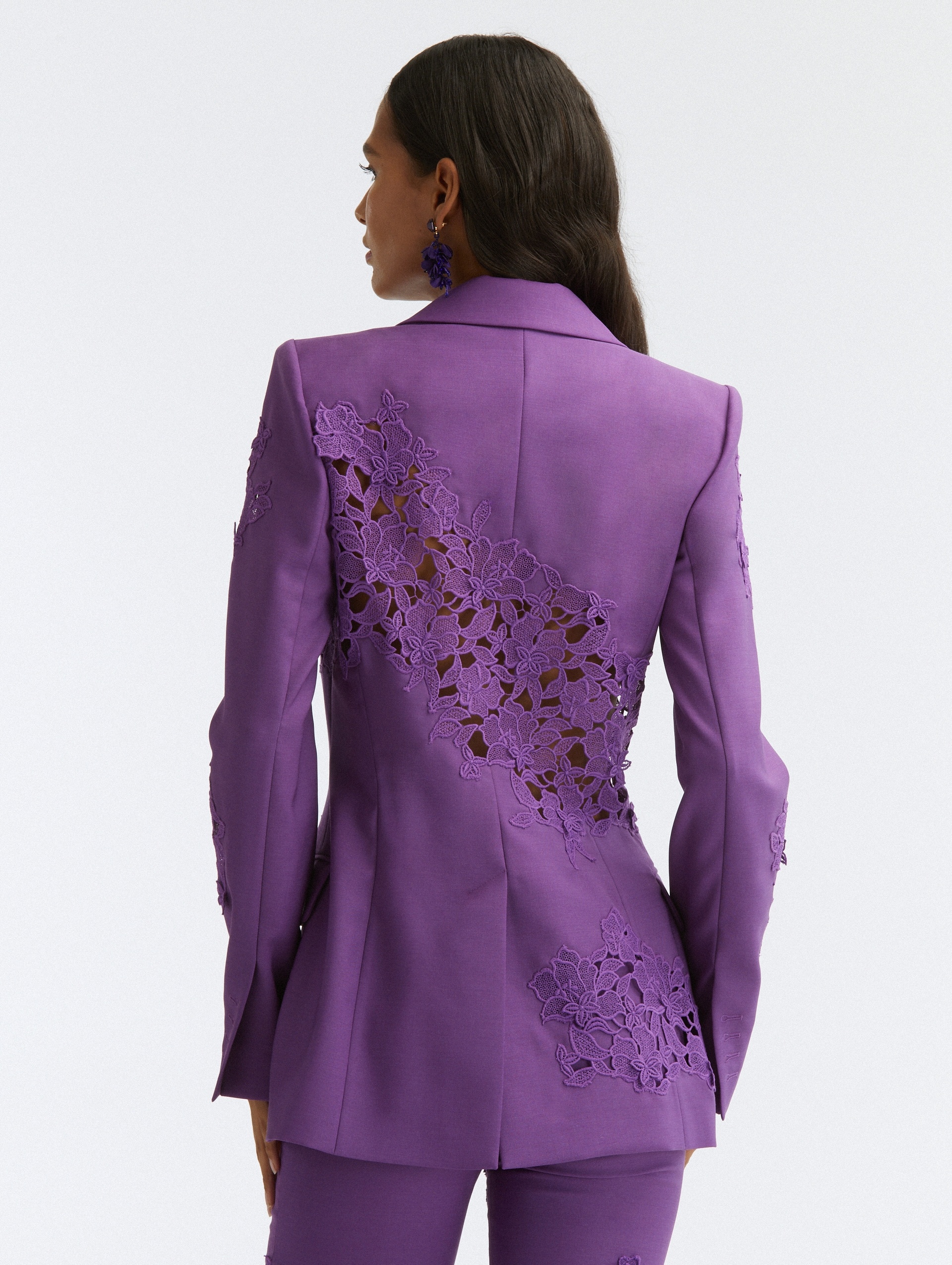 FLORAL GUIPURE INSET BLAZER - 4