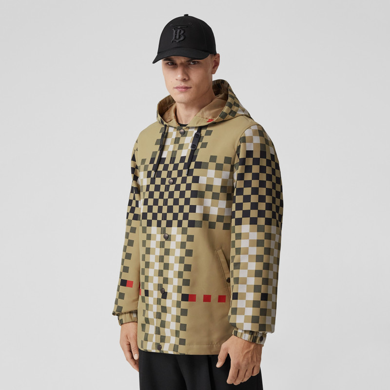 Pixel Check Nylon Hooded Jacket 7