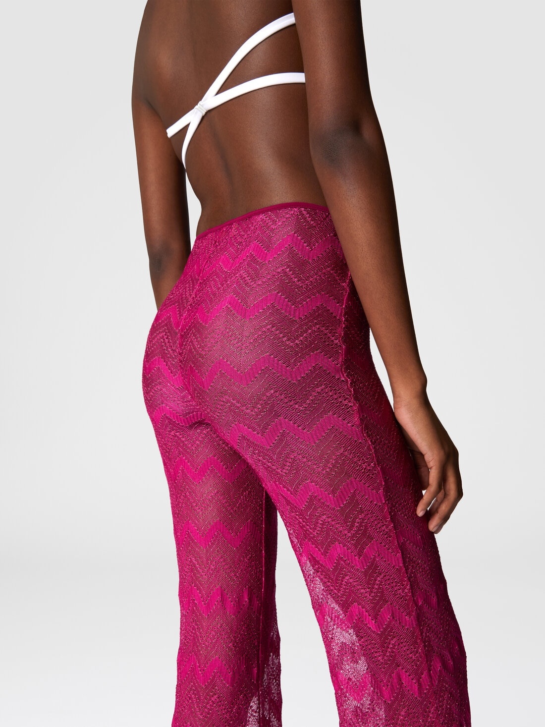 Flare cover-up trousers in zig zag lamé viscose - 5