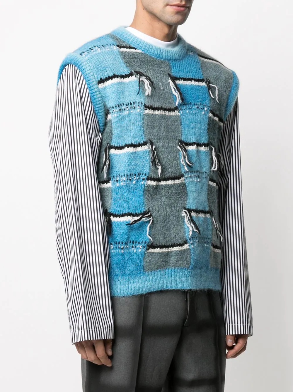 distressed knitted vest - 3