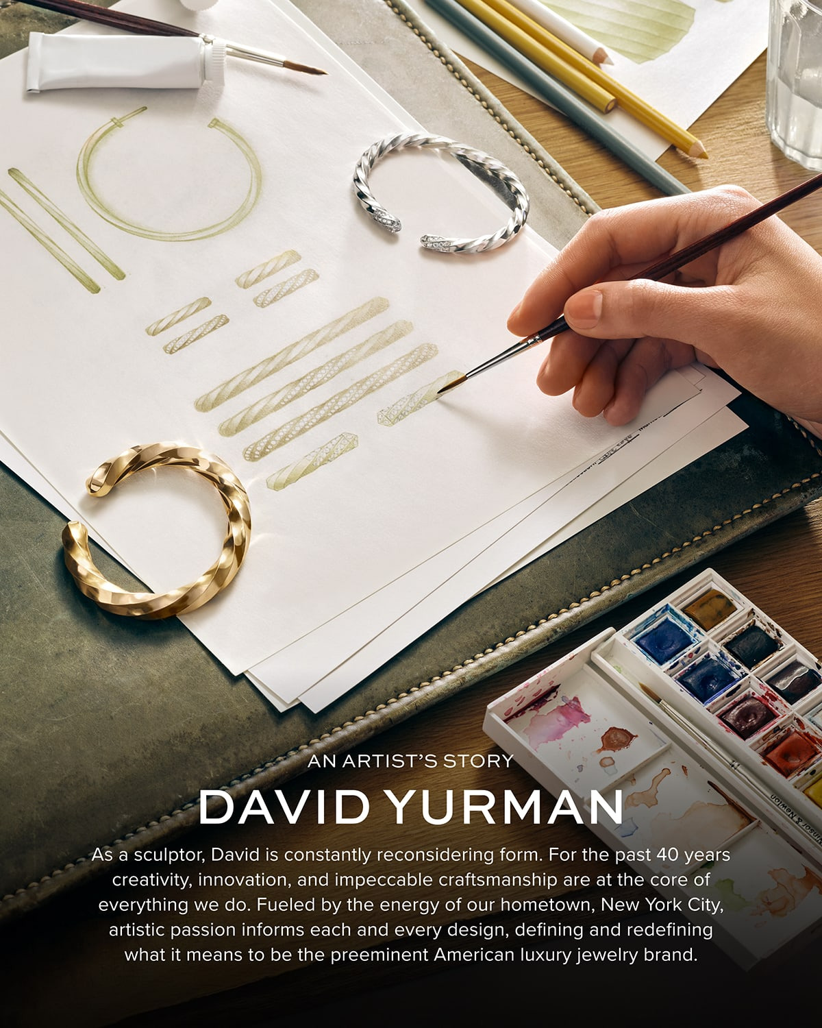 Sculpted Cable Buckle Bracelet with Diamonds in 18K Gold, 6mm - 7