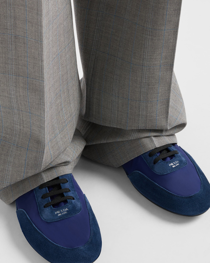 Prada Collapse Re-Nylon and suede elasticized sneakers outlook