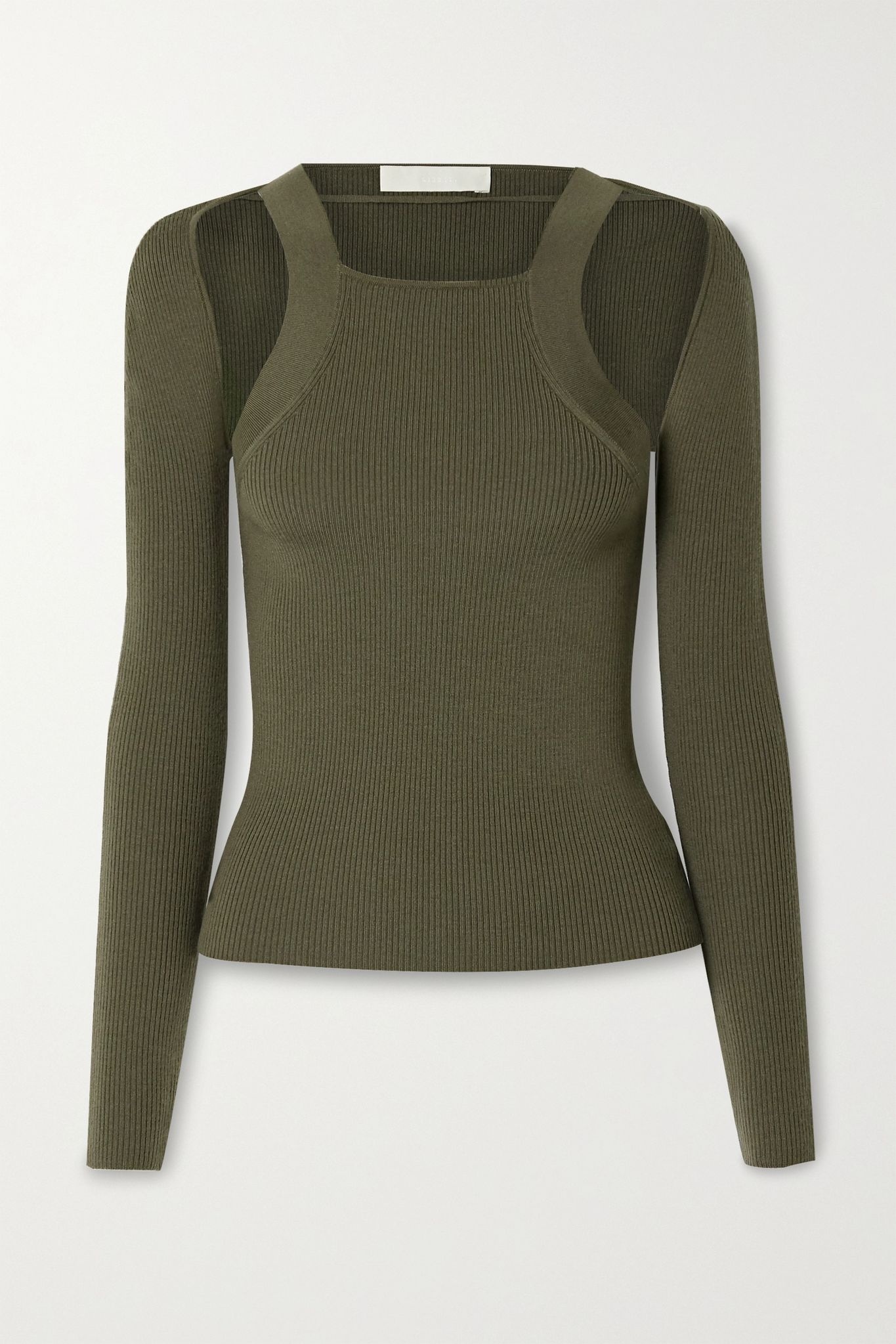 Ribbed merino wool-blend tank and cardigan - 1