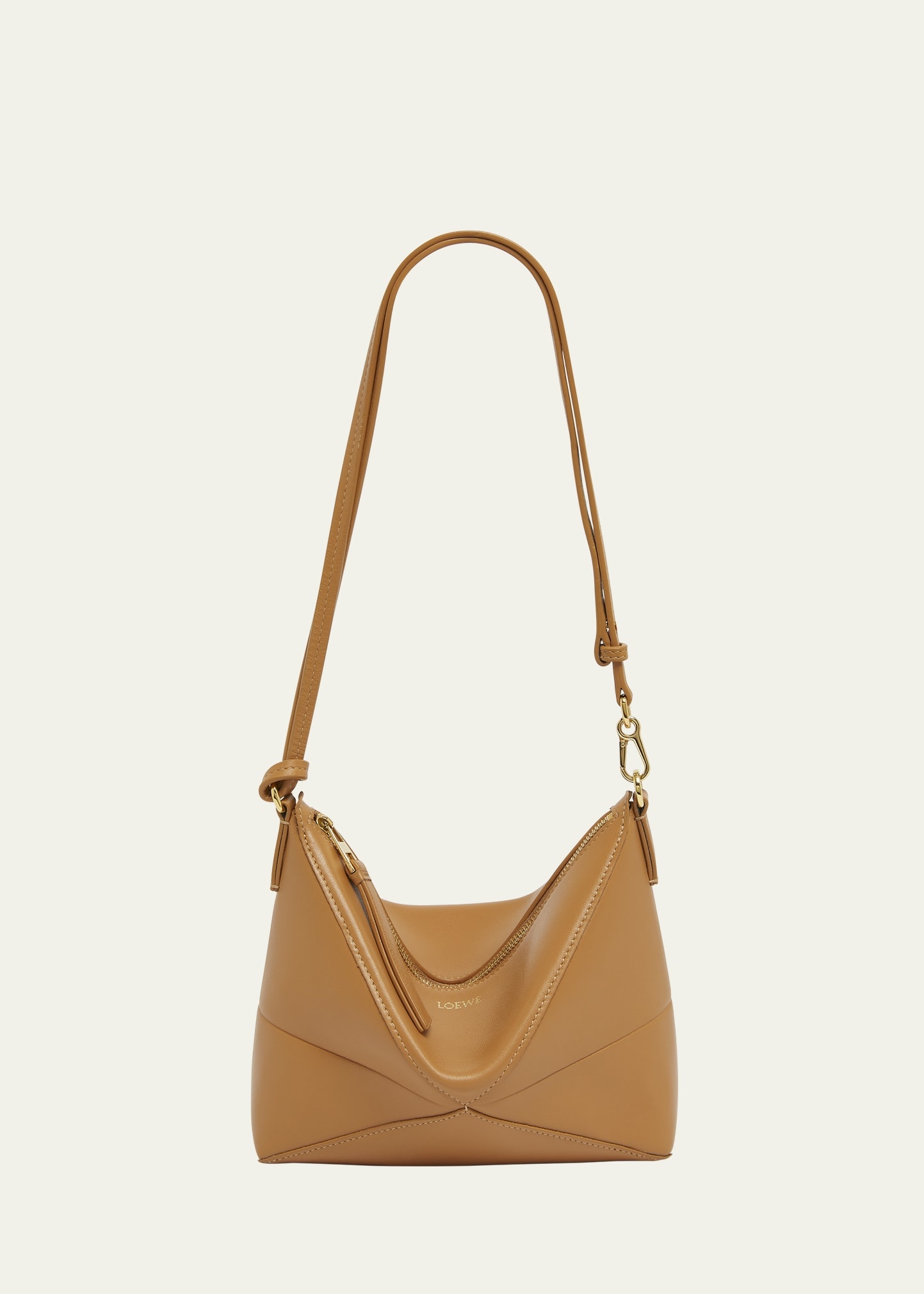 Puzzle Fold Leather Pouch Shoulder Bag - 1