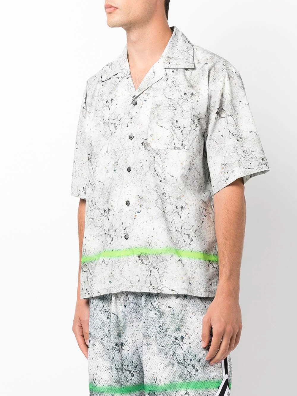 stone-print short-sleeve cotton shirt - 3