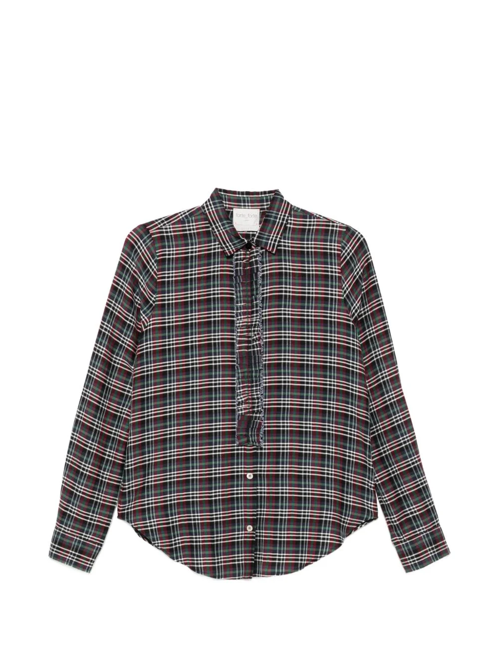 ruffled-trim tartan-print shirt - 1