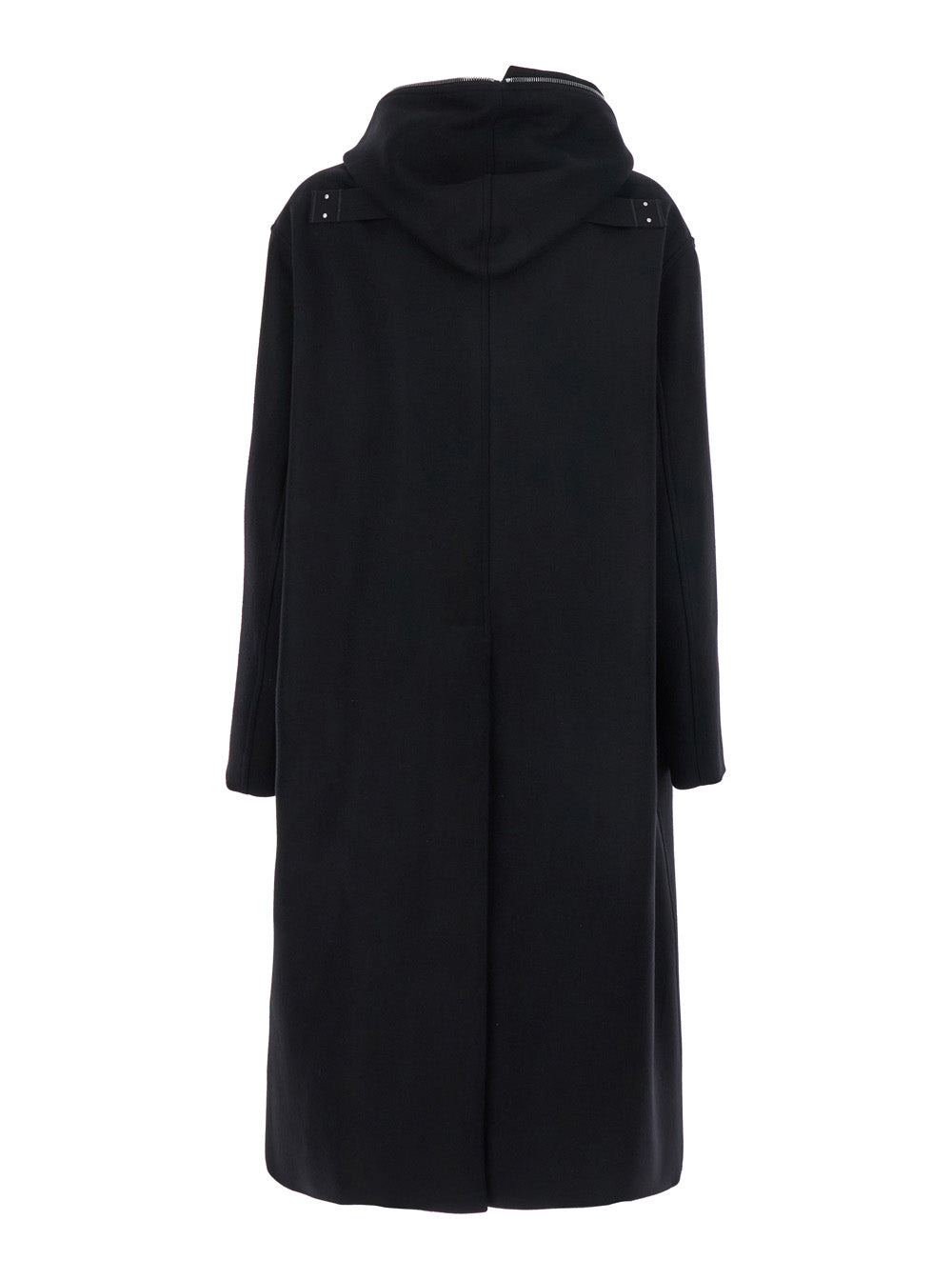 Rick Owens Men Black Coat With Fixed Hood And Rear Single Vent In Wool Man - 2