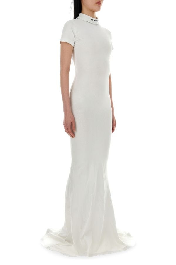 ワンピース BALENCIAGA Woman Dress White 837569TSVE7 9012 Women's Semi Fitted Dress in Dirty White | Balenciaga SG