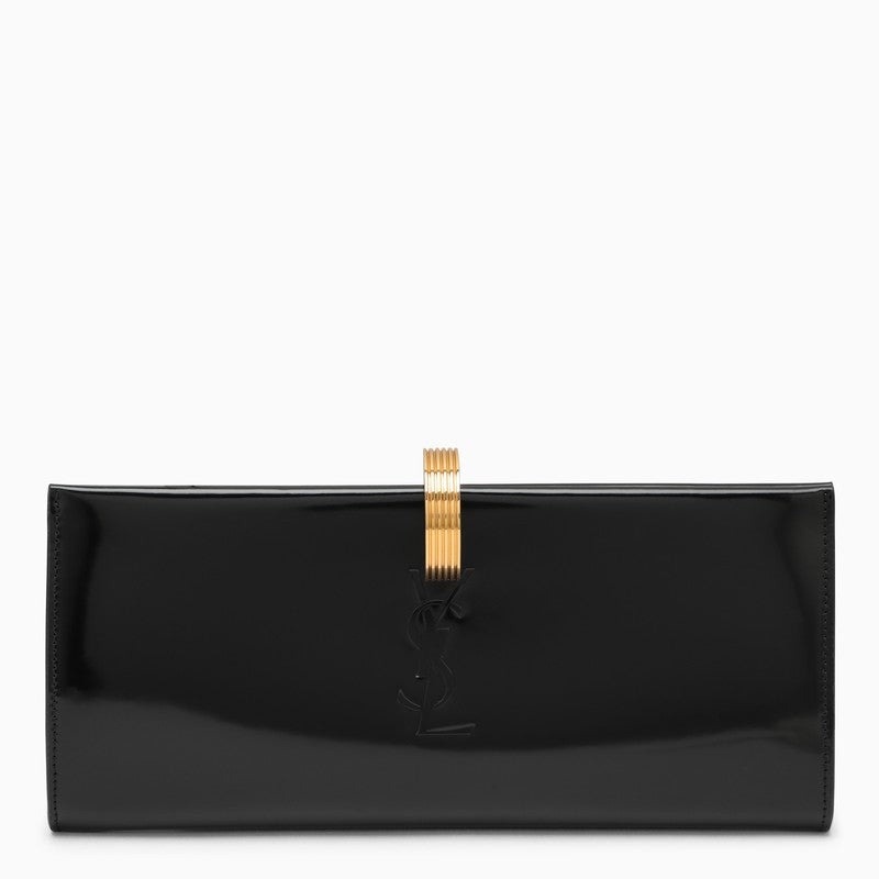 SAINT LAURENT Saint Laurent Daria Minaudiã¨Re Black Leather Clutch