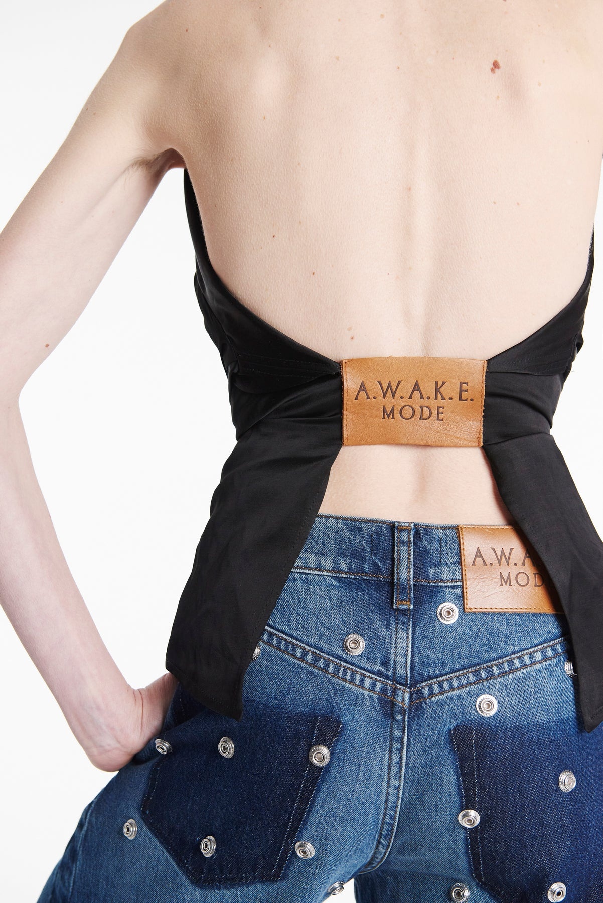 STUDDED ORGANIC JEANS BLUE DENIM - 7