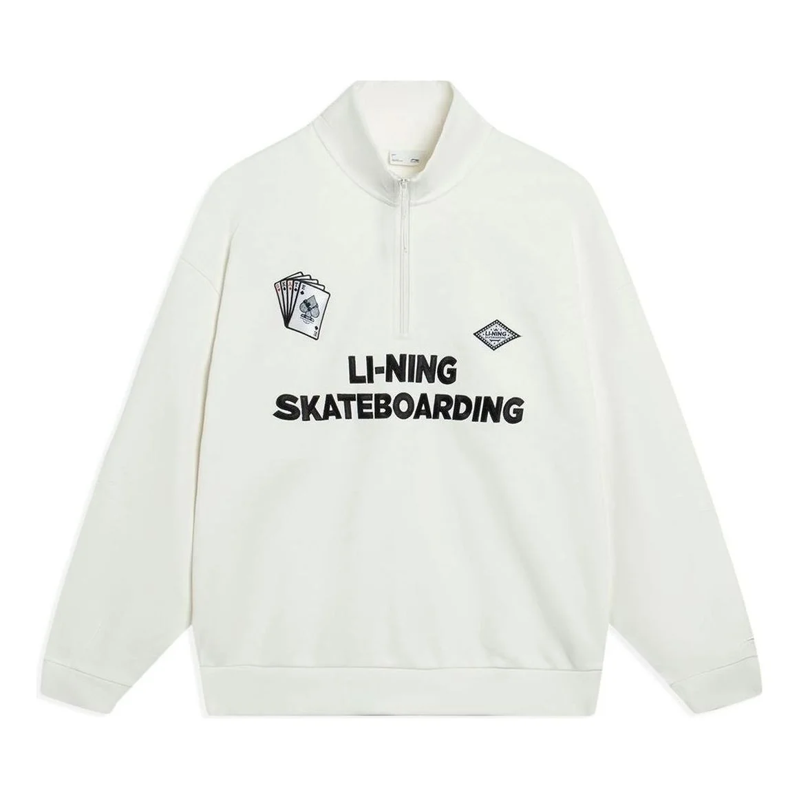 Li-Ning Skateboarding Graphic Half Zip Sweatshirt 'Creamy White' AWDT225-2 - 1