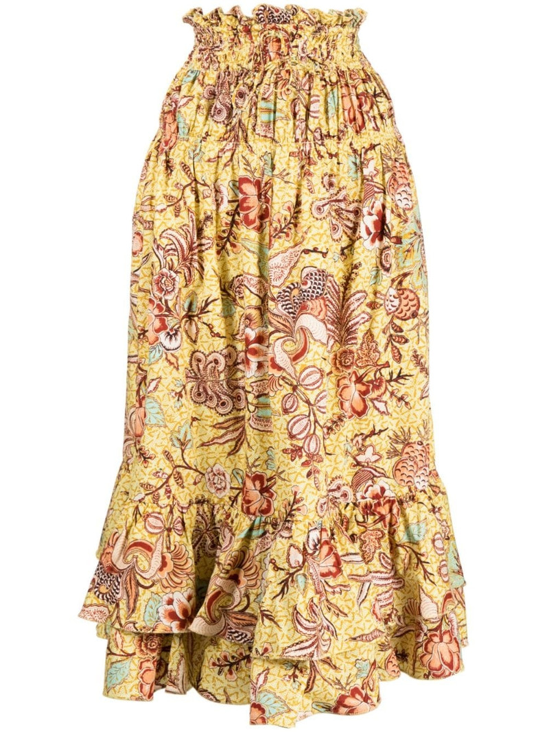Acacia Calla Lily-print midi skirt 1