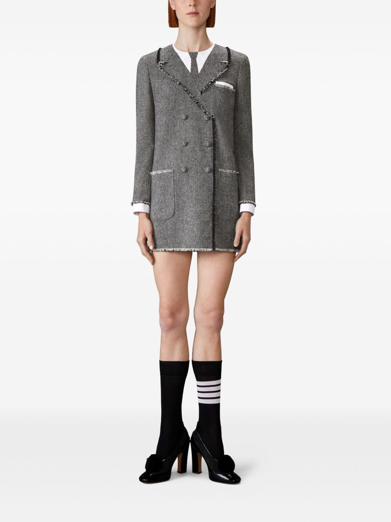 Thom Browne frayed-edge double-breasted mini dress outlook