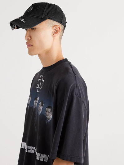 BALENCIAGA Distressed Logo-Embroidered Cotton-Twill Baseball Cap outlook