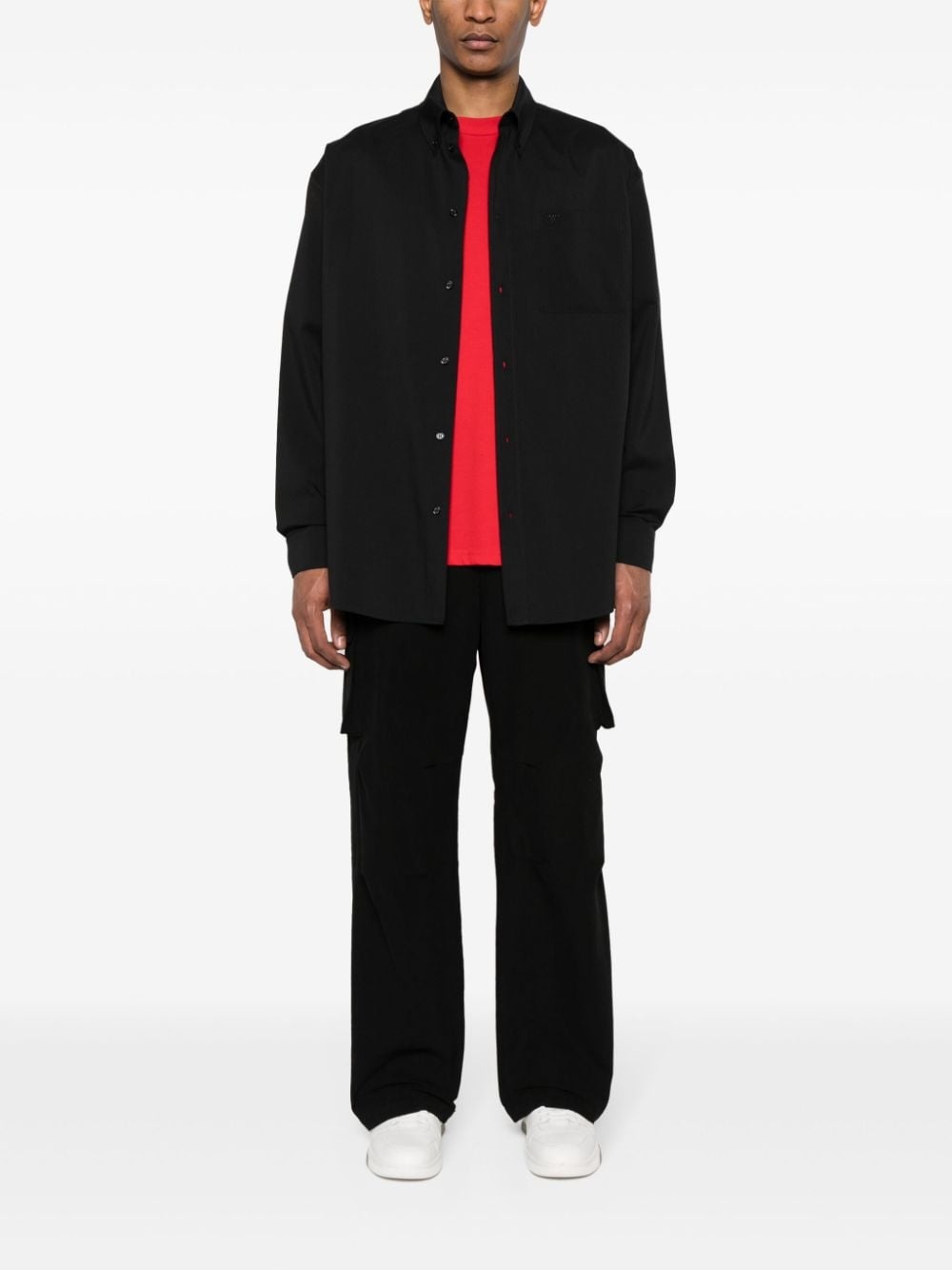 monogram-embroidered cotton shirt - 2