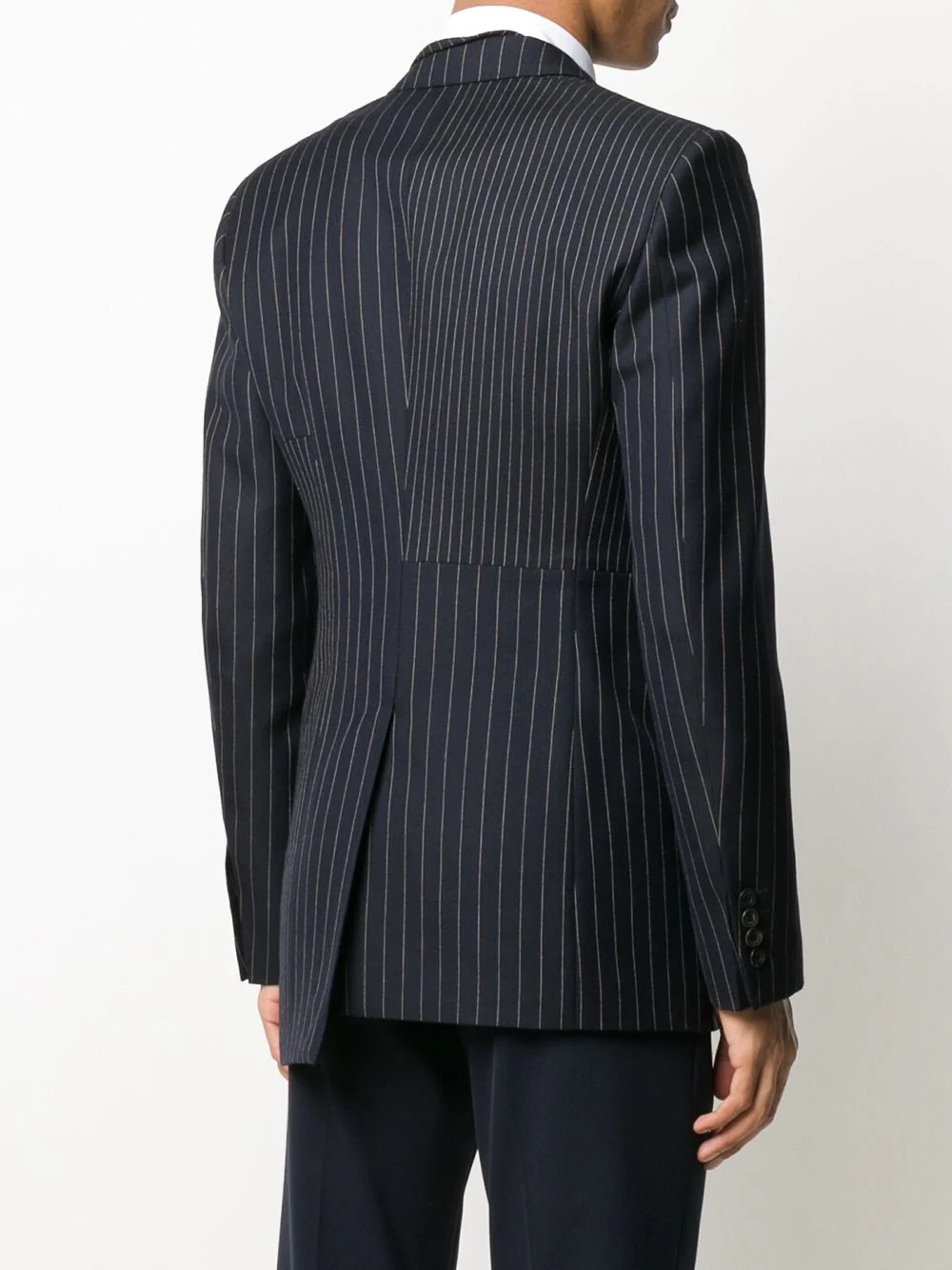 asymmetric pinstriped wool blazer - 4