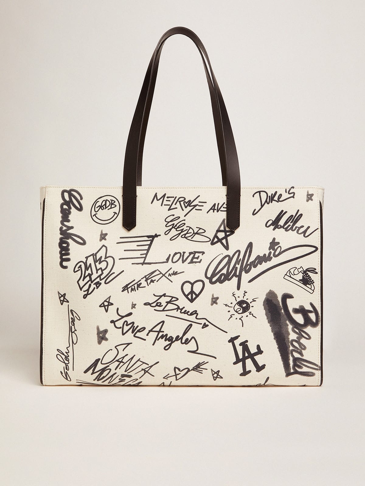 White East-West California Bag with contrasting black graffiti print - 1