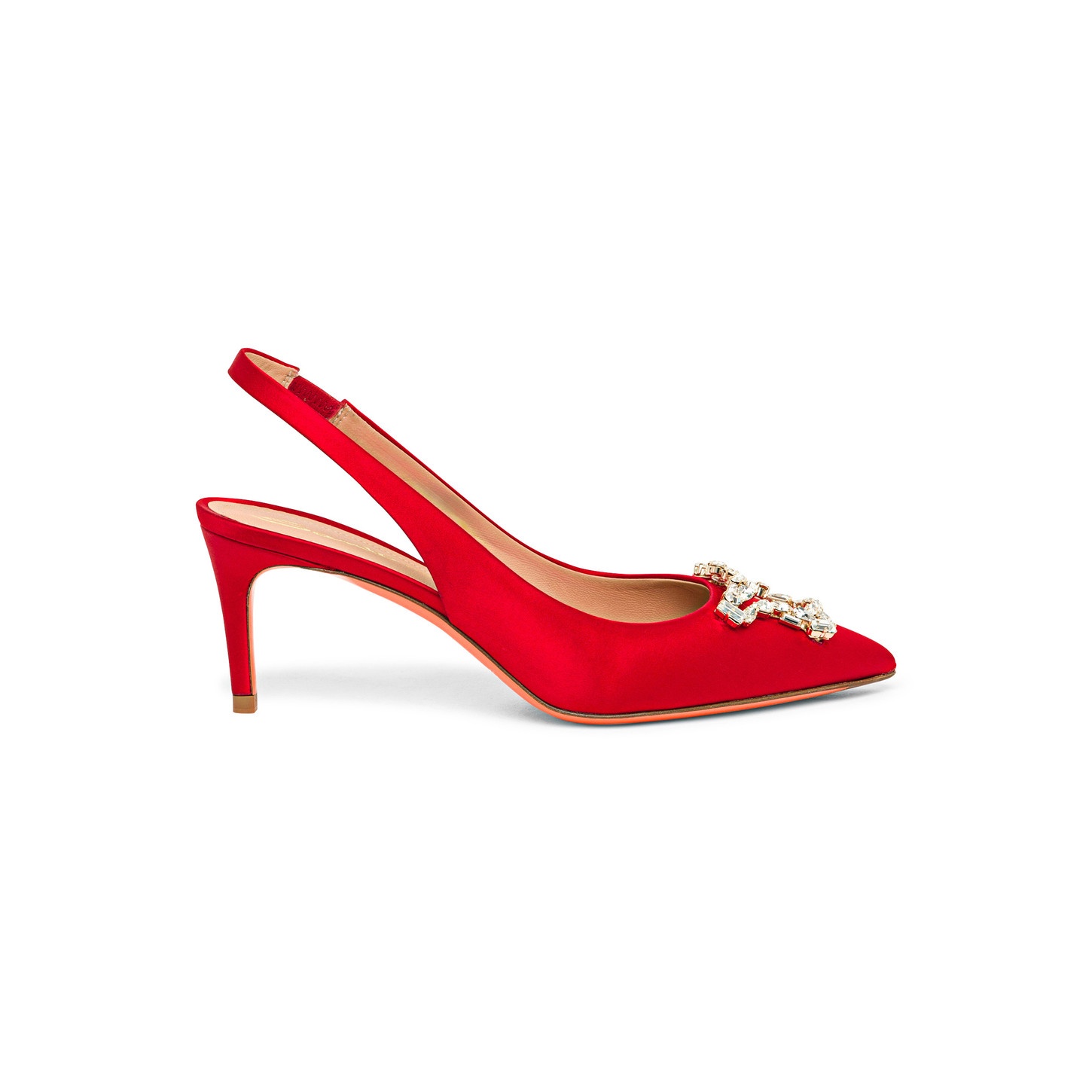 Women's red satin mid-heel Santoni Sibille pump - 1