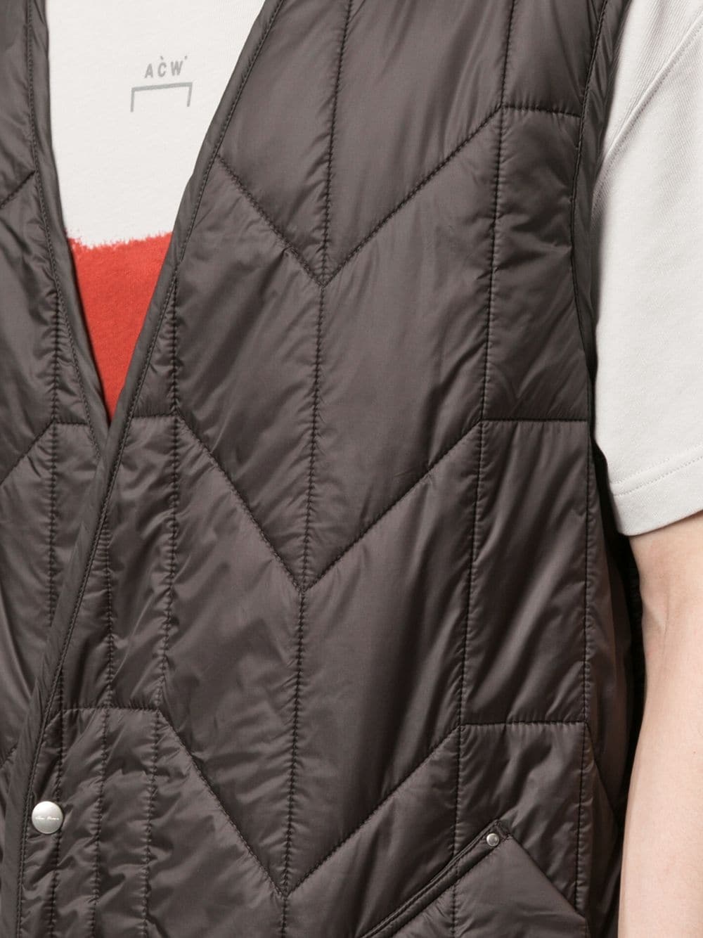 quilted button gilet - 5