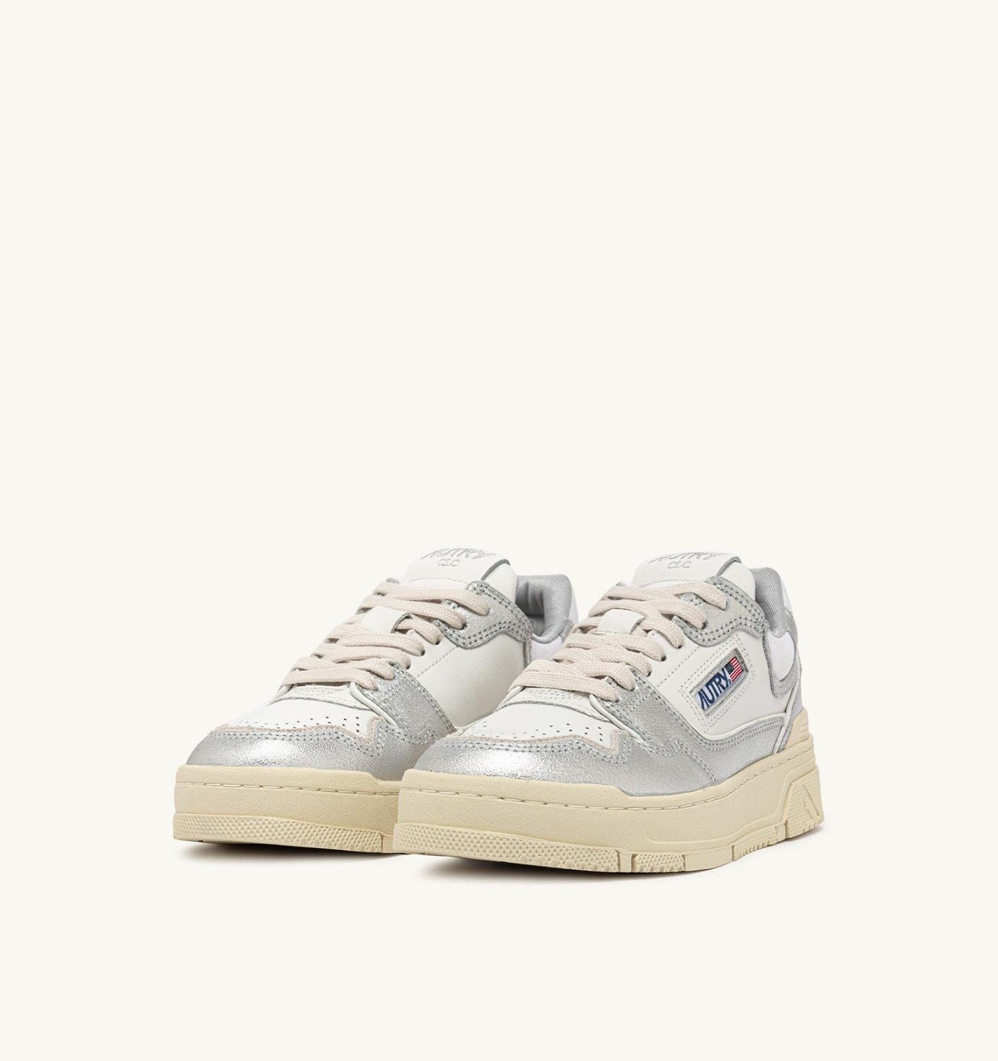 CLC LOW SNEAKERS IN SILVER-TONE LEATHER - 2