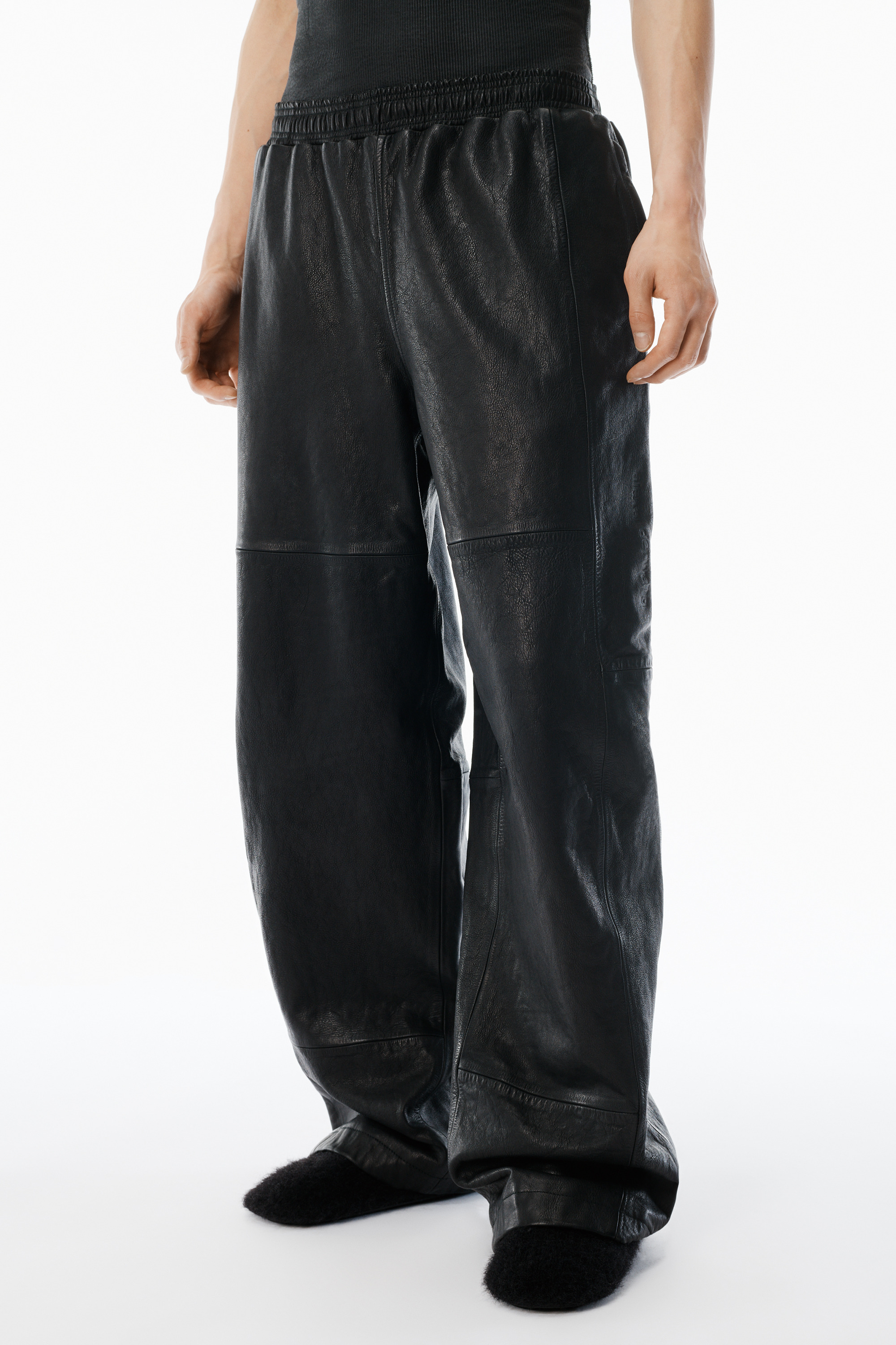 Black Worn Moto Leather Sweatpant - 3