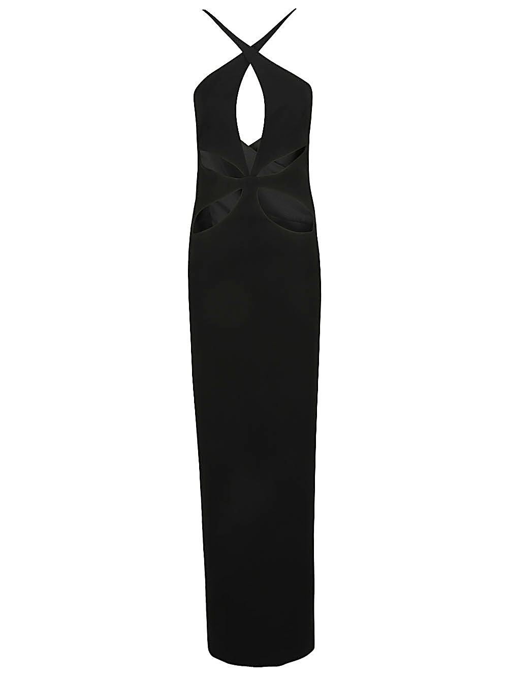 Cut-out detail silk crepe long dress - 1