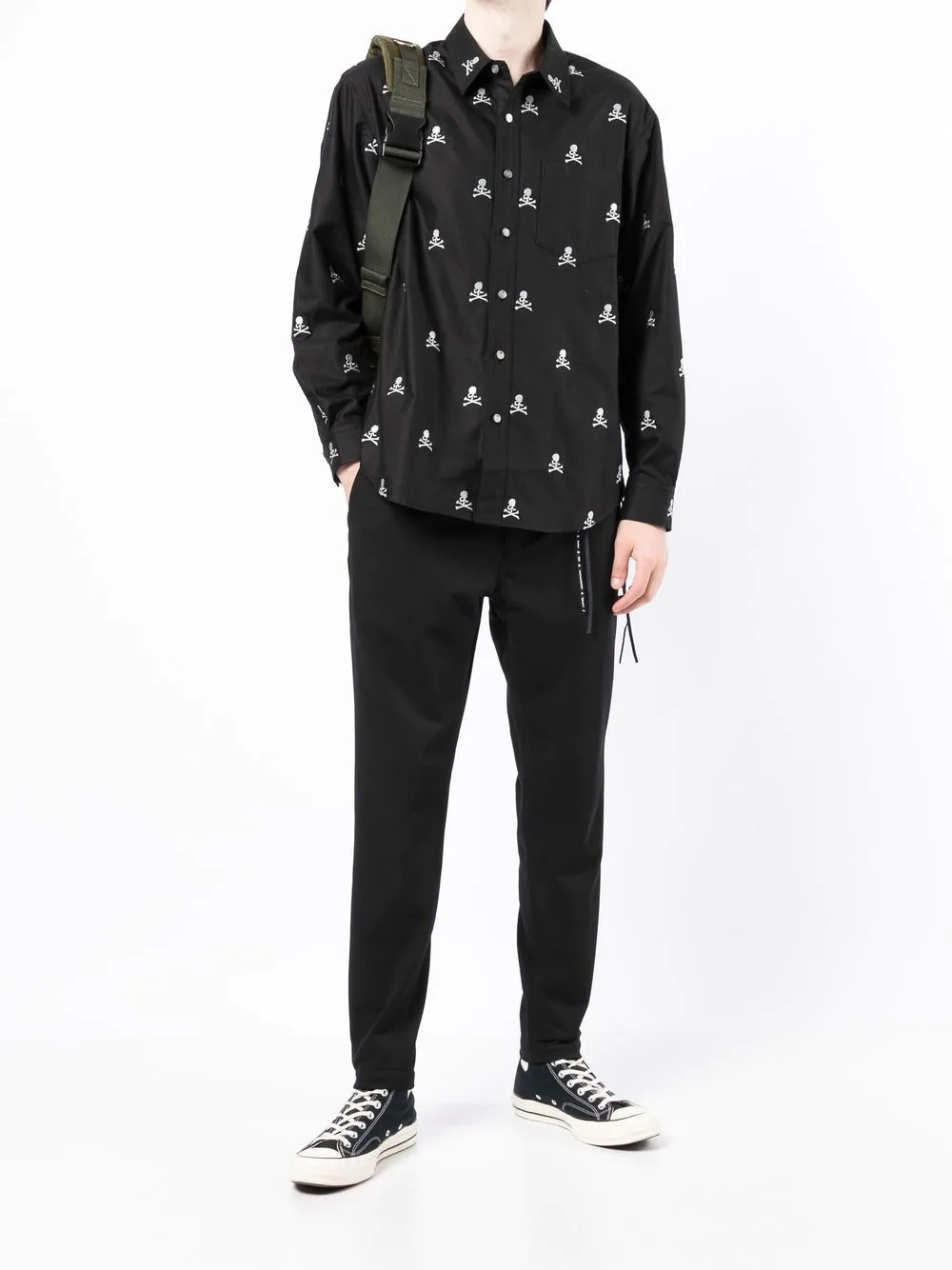embroidered-skull long-sleeve shirt - 2