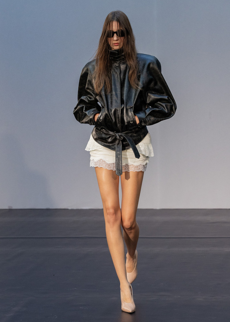 MAGDA BUTRYM Belted leather jacket in vintage black outlook