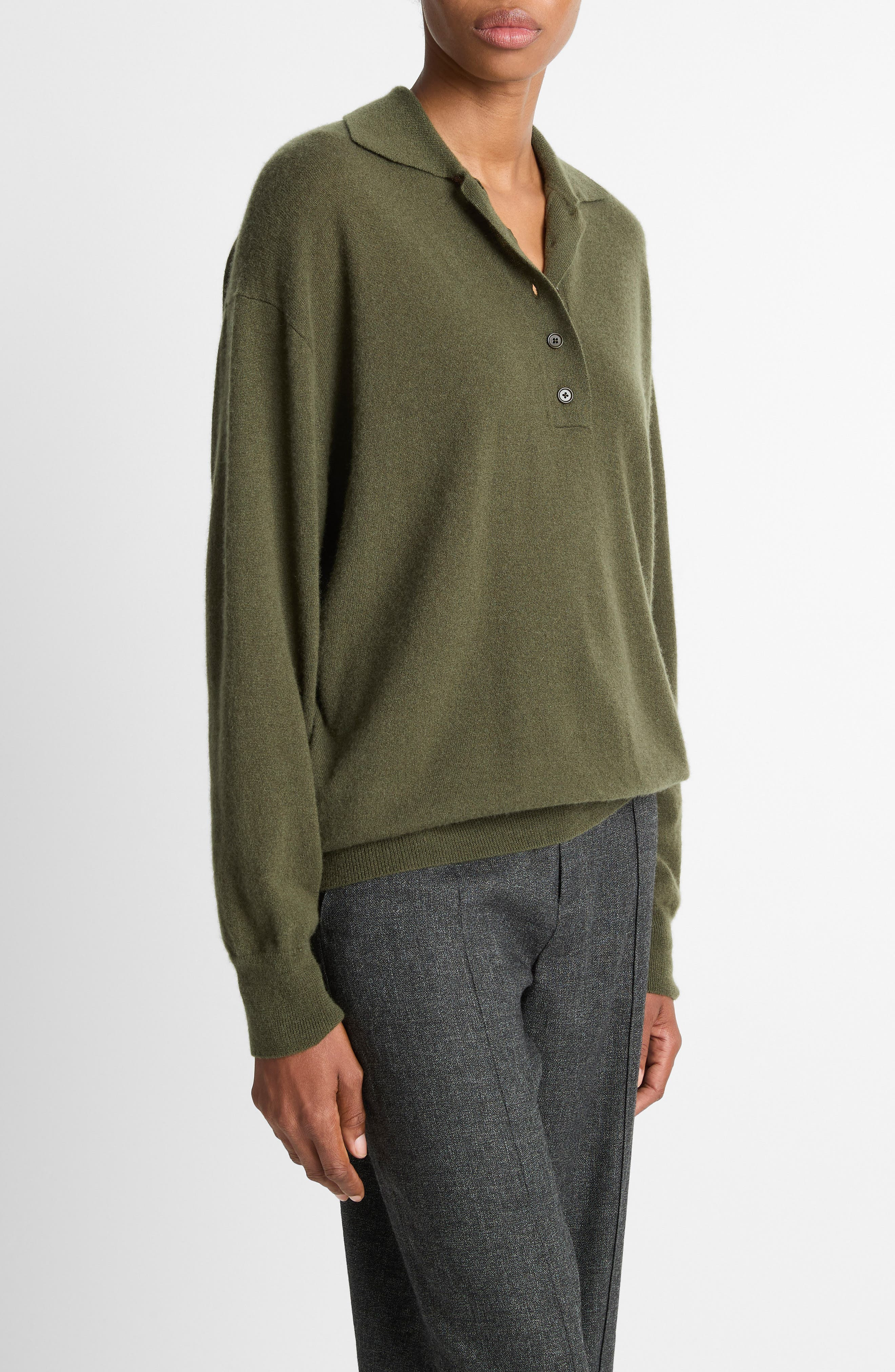 Vince Cashmere & Silk Polo Sweater in Herba at Nordstrom - 3