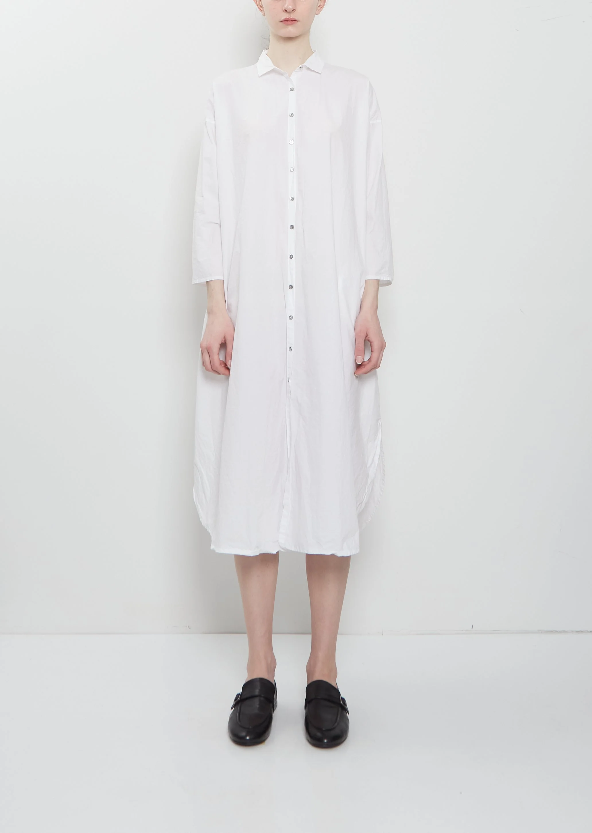 Ultra Light Canvas Shirt Dress — White - 1