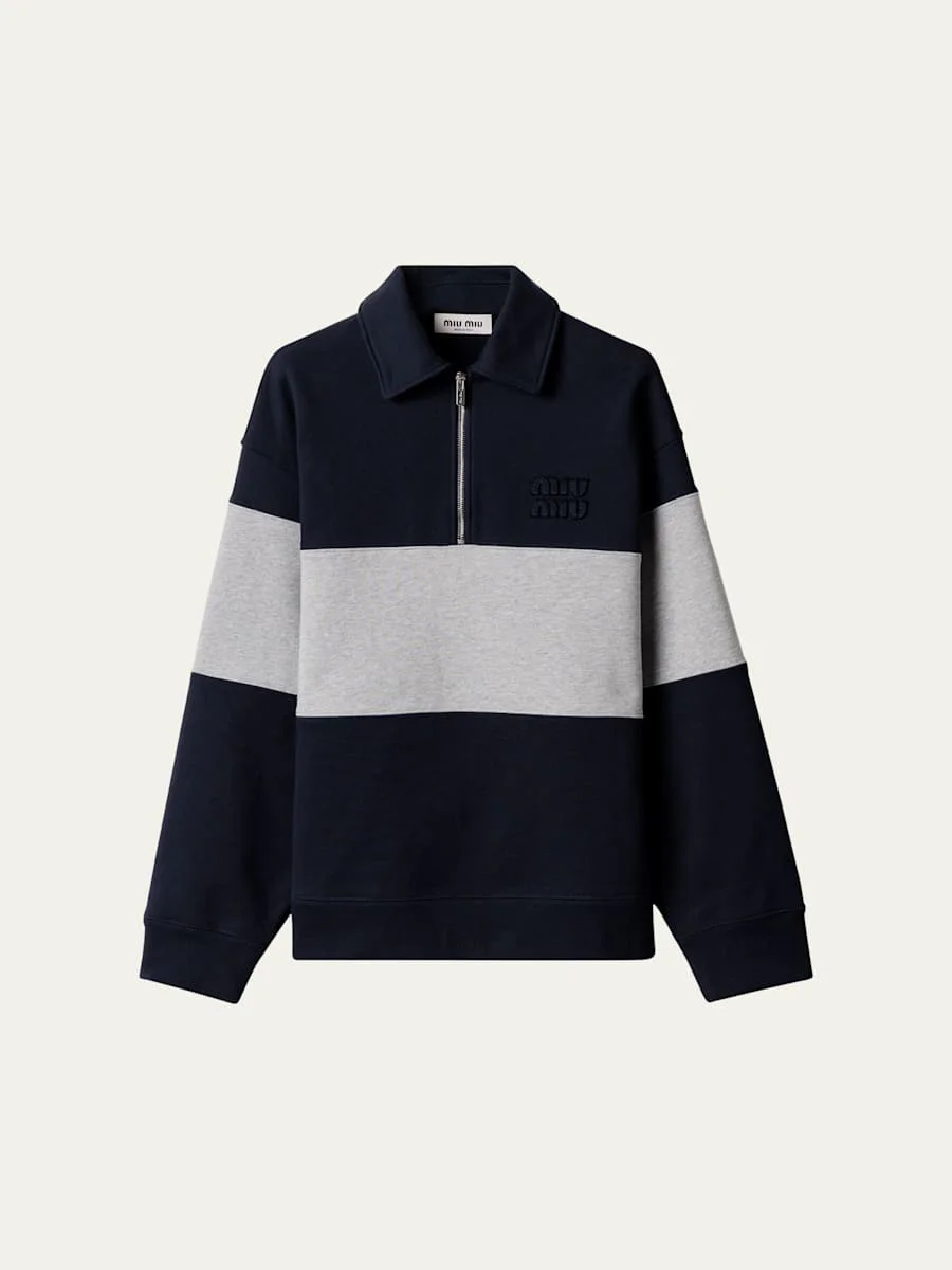 Stripe Quarter-Zip Felpa Polo Shirt - 1