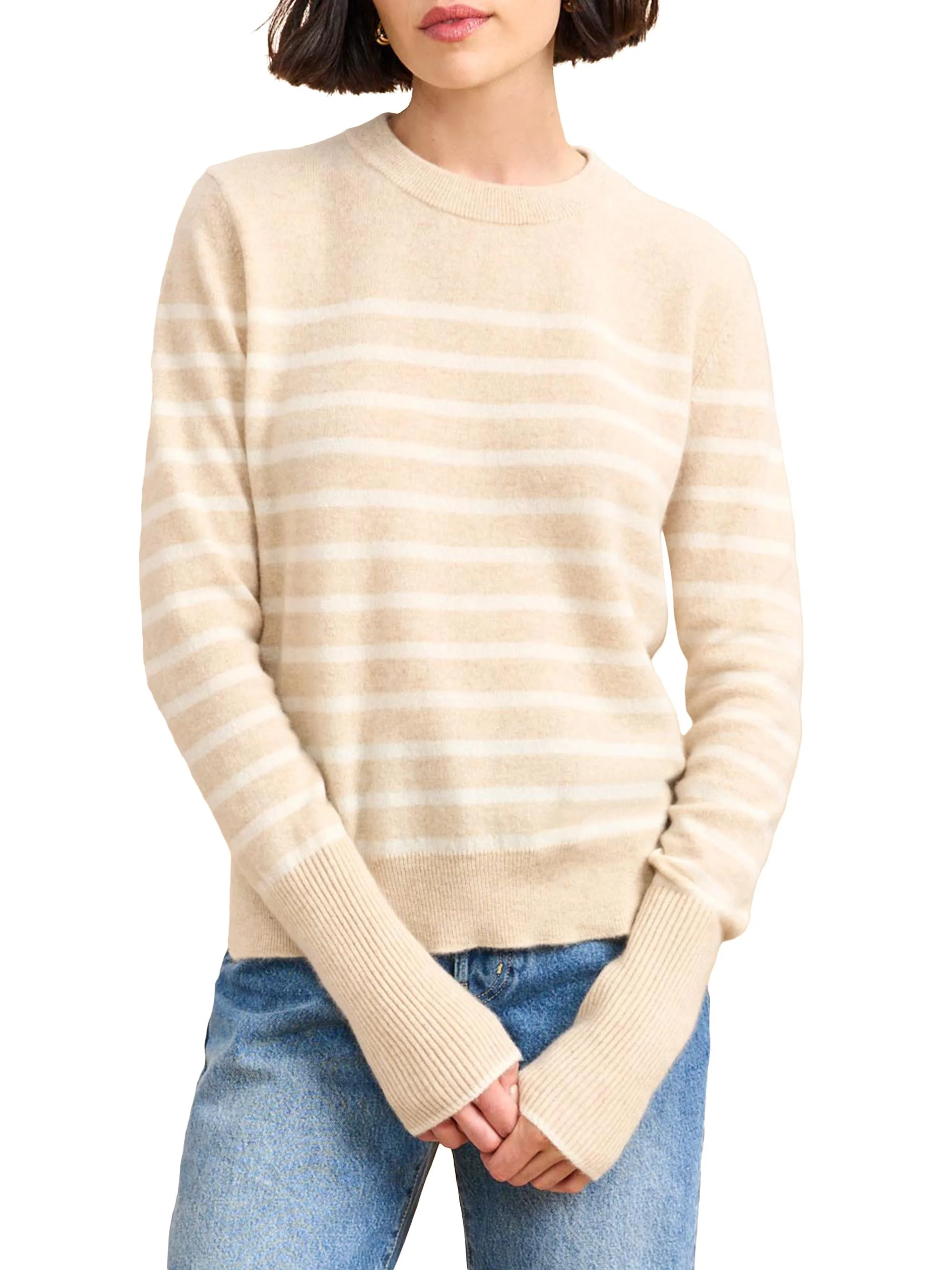 Women's Lean Lines Sweater - Tan Cream - 1