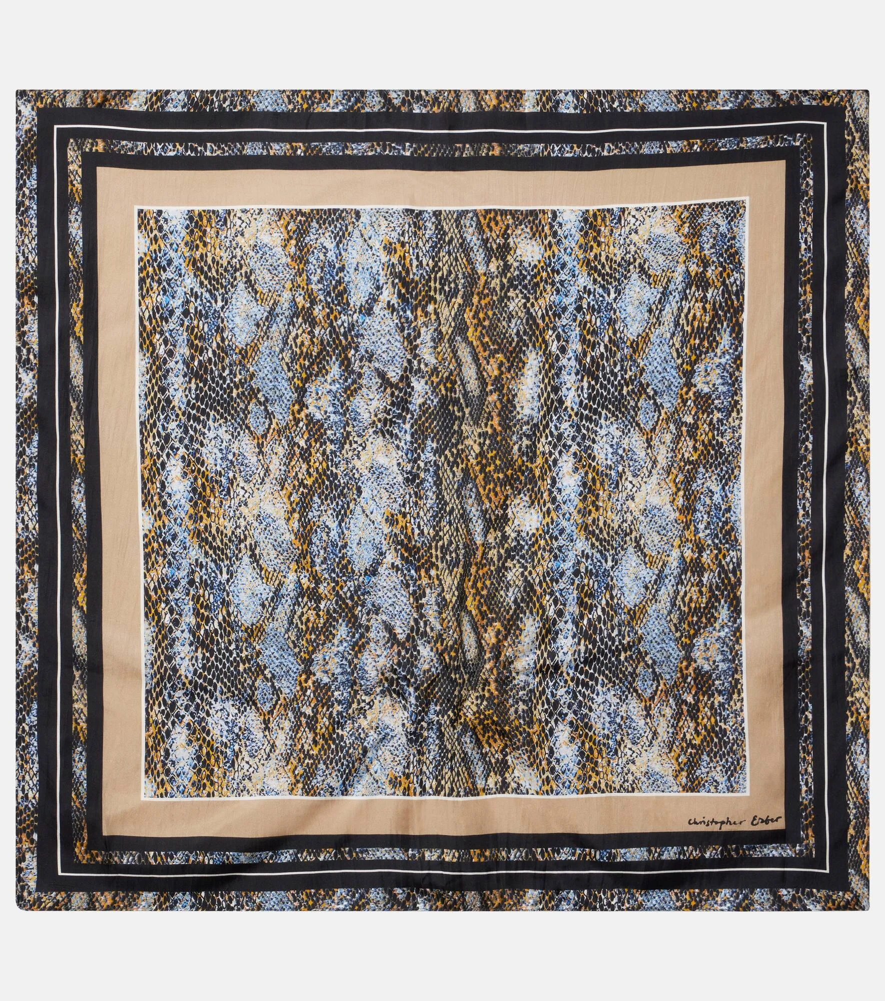 Snake-print silk scarf - 1