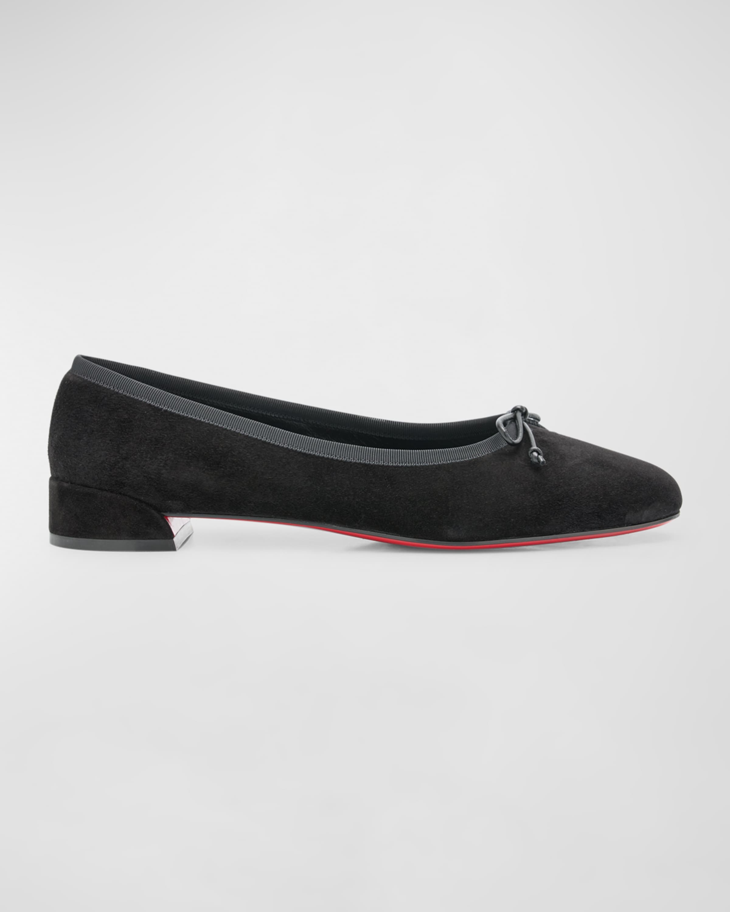 Sweetie Suede Bow Red Sole Ballerina Flats - 1