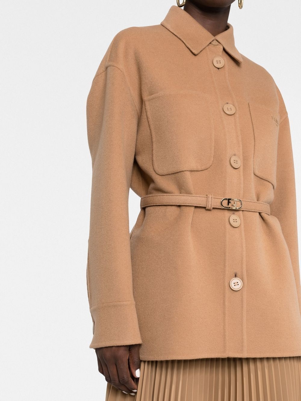 logo-buckle single-breasted coat - 3