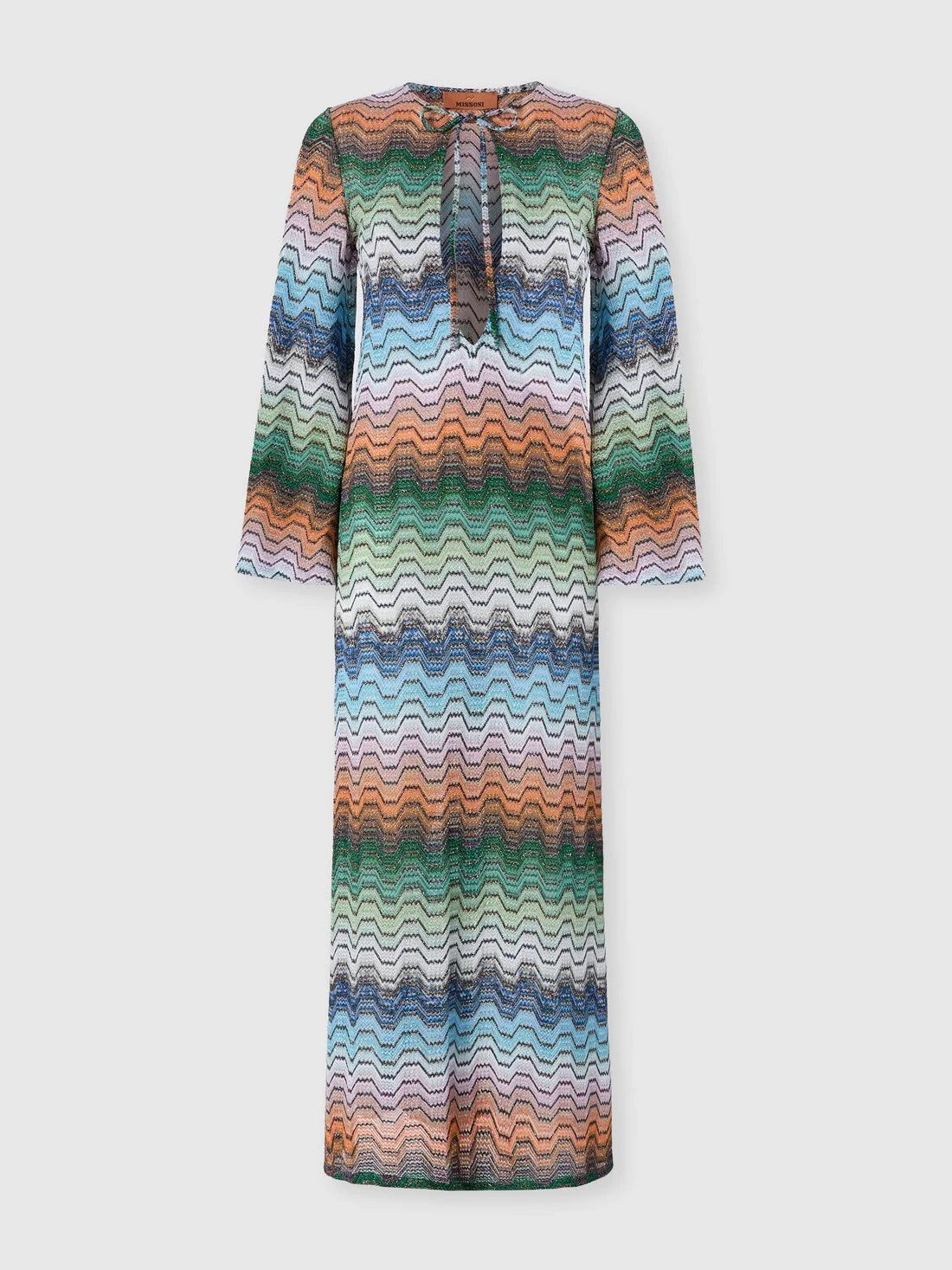 Long dress with greek motif and deep V-neckline - 1