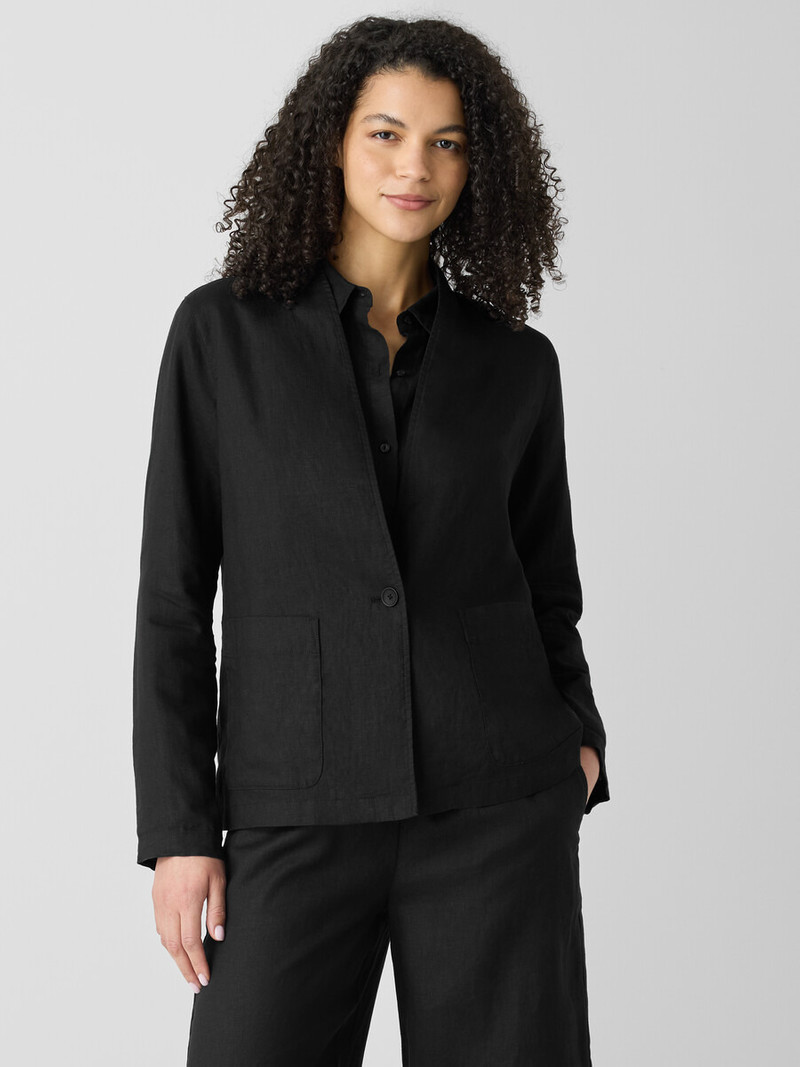 EILEEN FISHER Organic Linen High Collar Jacket outlook