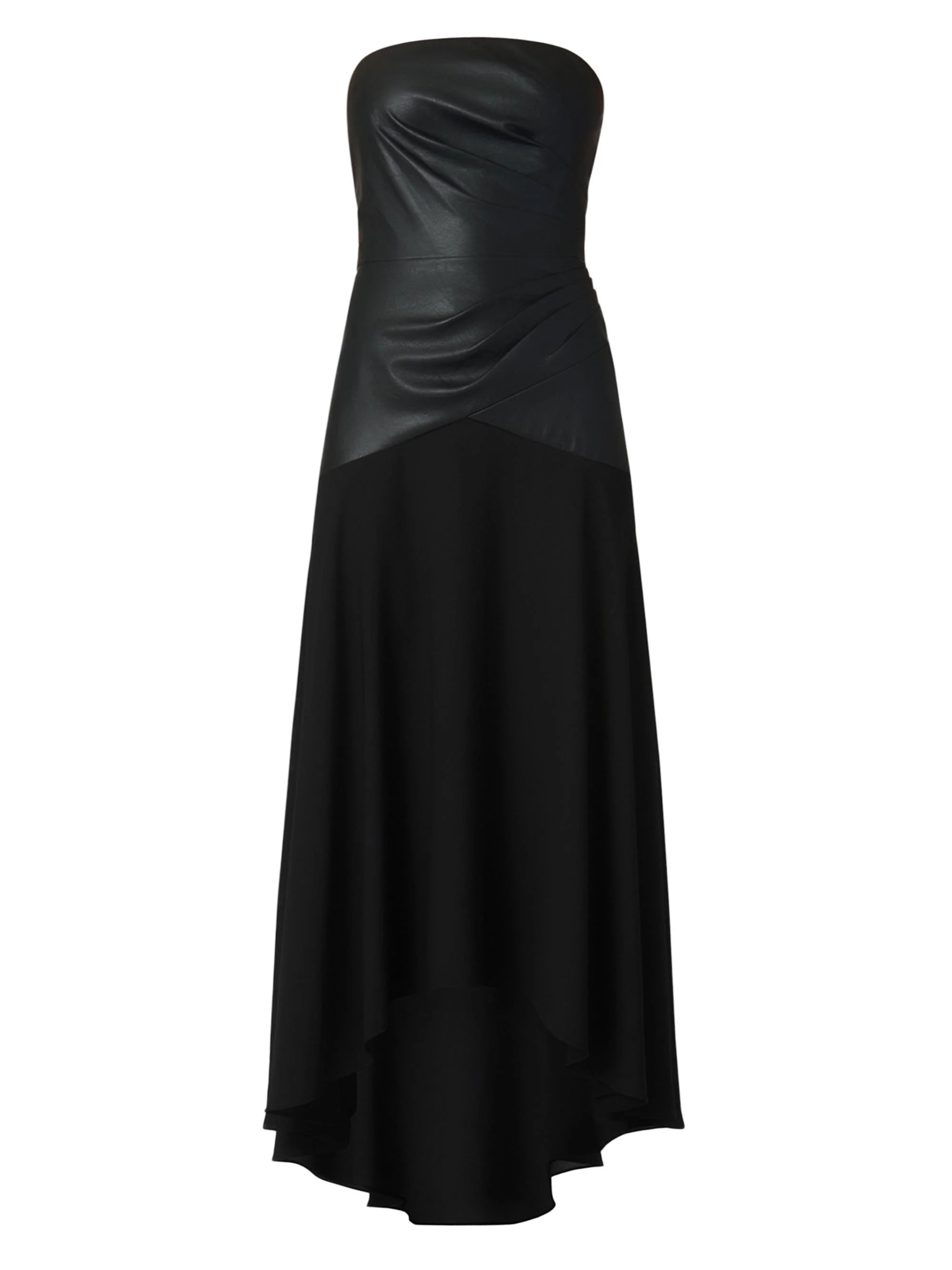 Women's Rustin Draped Faux-Leather Strapless Midi-Dress - Jet - 1