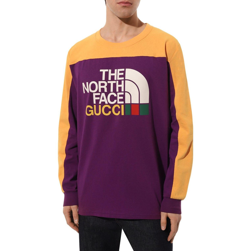 GUCCI Gucci x The North Face Long Sleeve Cotton T-Shirt 'Purple Yellow' 671439-XJDRA-5481 outlook