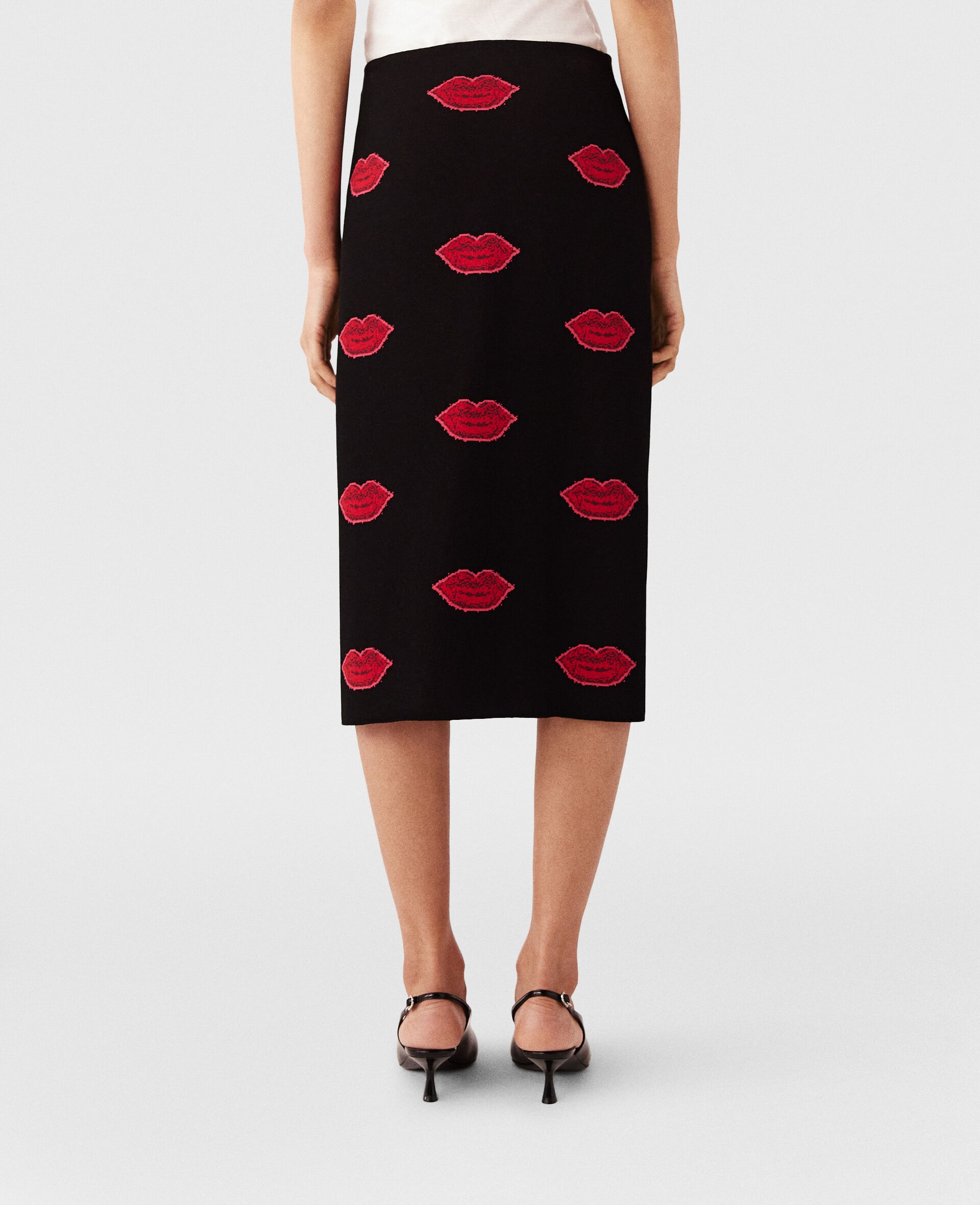 Lips Graphic Knit Mid-Rise Midi Skirt - 5