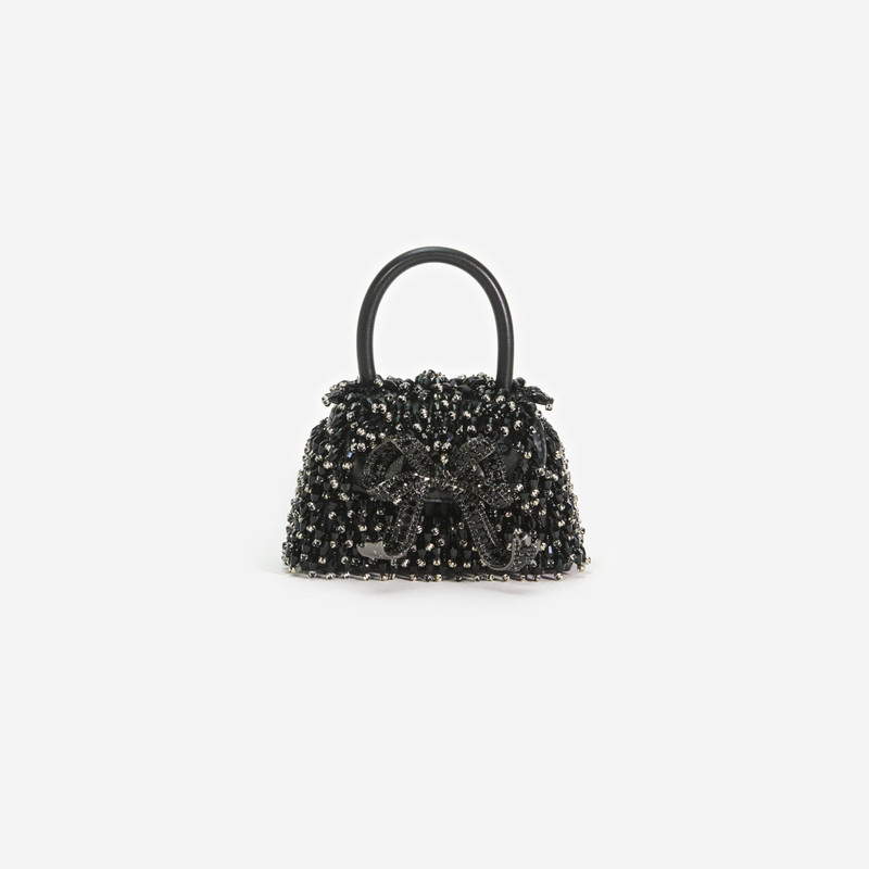 Black Embellished Micro Bow Bag 1