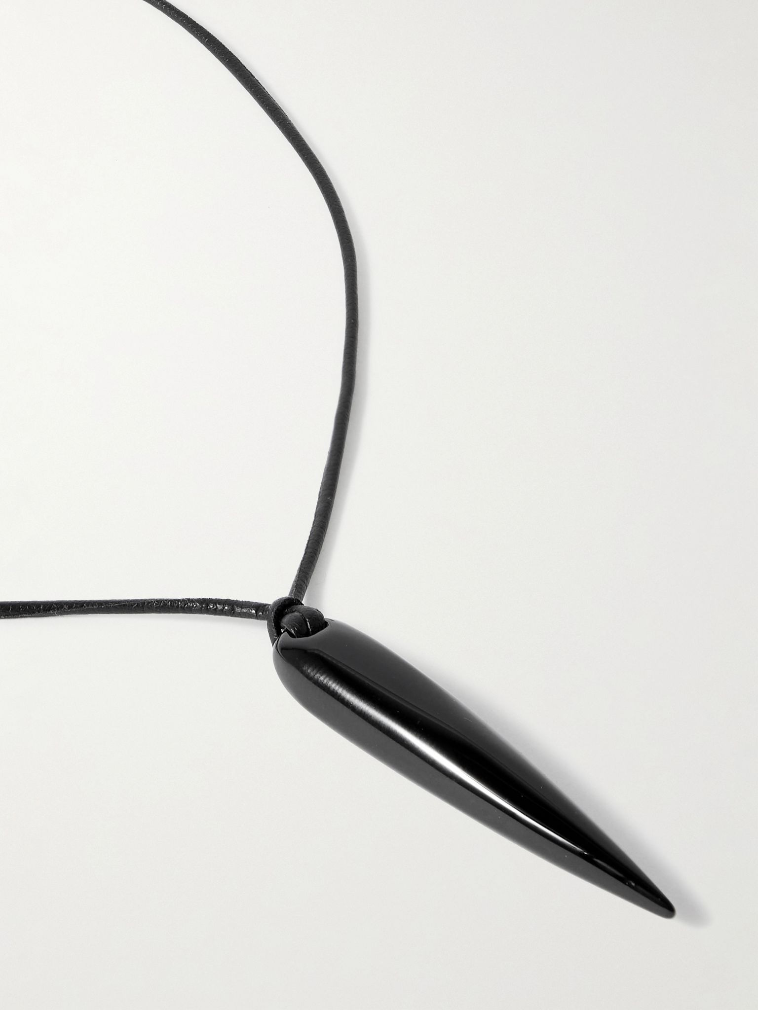 Spear silver, onyx and cord necklace Black - 4