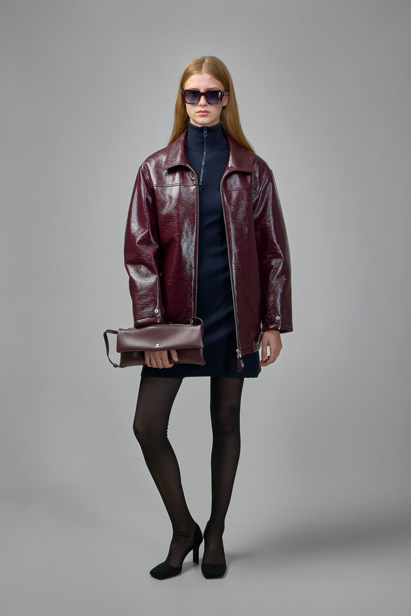 courrèges Shiny Bomber Jacket Belted Waist outlook