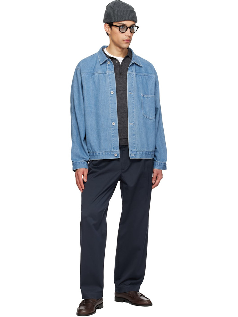 Nanamica Navy Double Pleated Chino Trousers outlook